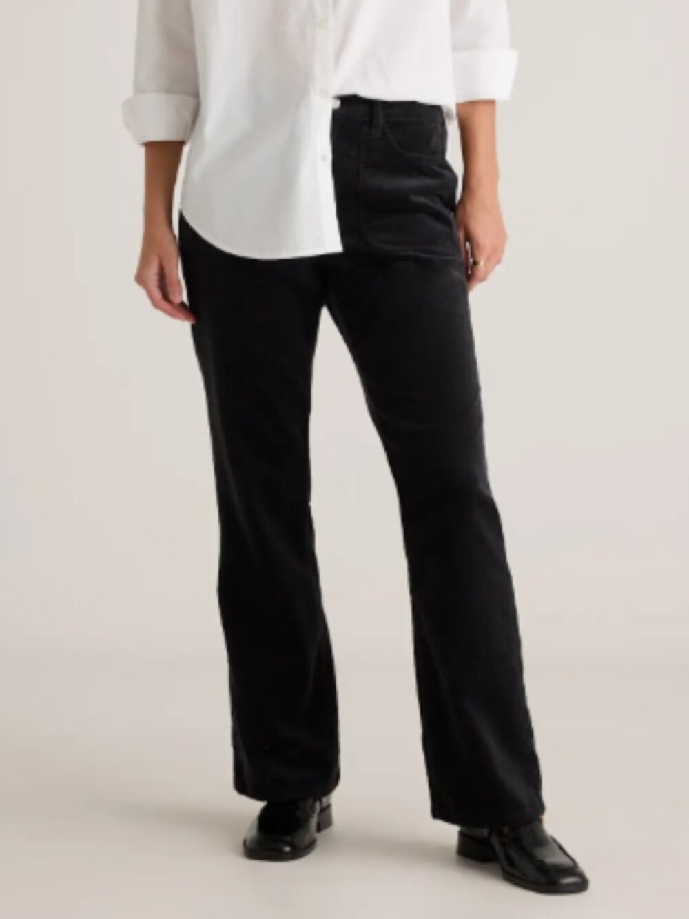 Quince Women's Organic Stretch Corduroy Flare Pants Black - 12